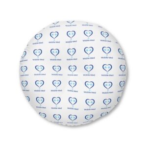 Mobile Med Round Tufted Floor Pillow — Blue Heart Logo Pattern (Mobile Med)