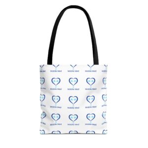Heart Logo Tote Bag — Mobile Med Patterned All-Over Print Tote